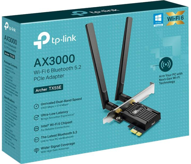 TP-LINK Archer TX55E, WiFi 6, PCI-E AX3000 - 1049459 - zdjęcie 2